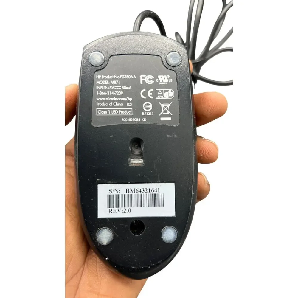 🖱️ HP P2350AA M871 Wired Optical Mouse Black/Silver PS/2 Retro Y2K Desktop PC